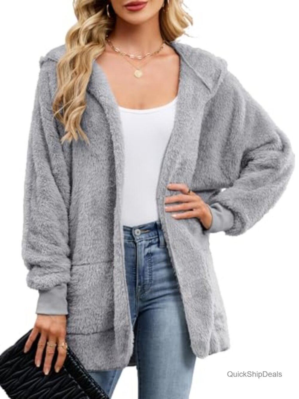 Sherpa Fleece Hoodie Women Oversized Pullover Hooded Sweatshirt Fuzzy Warm